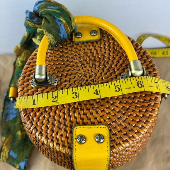 Patricia Nash 10th Anniversary Rare Yellow Wicker Basket Mirror Crossbody Purse. - Picture 16 of 16